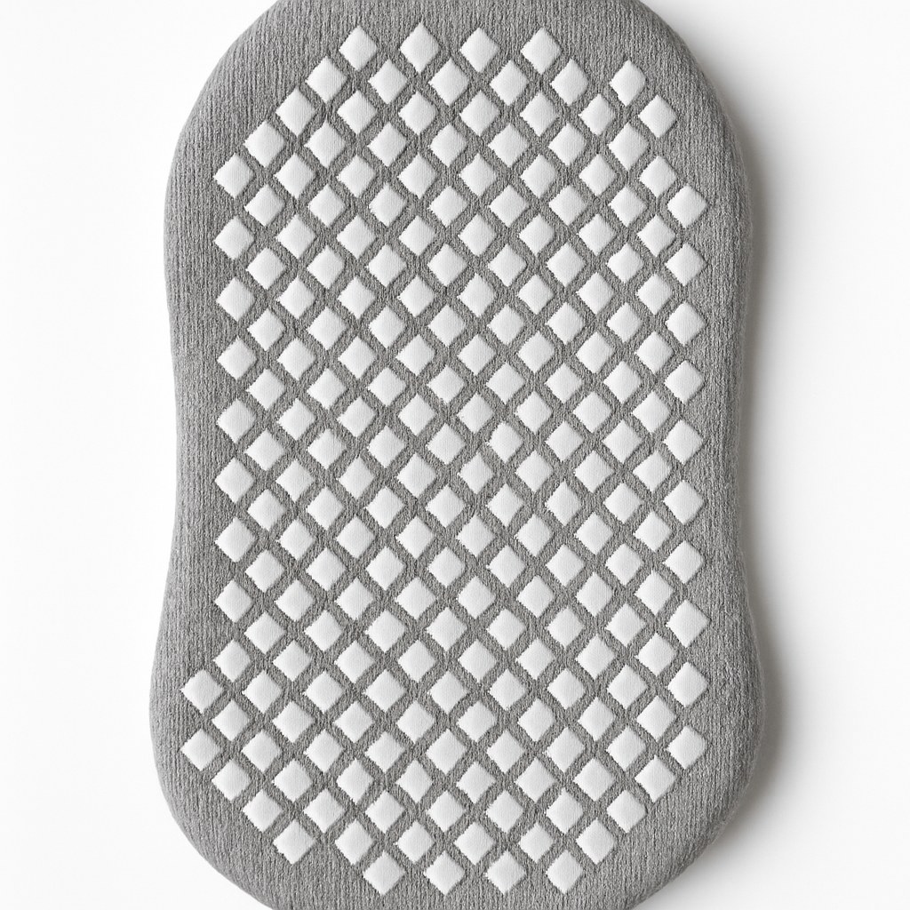 Close-up of non-slip diamond grip pattern on MEND compression sock sole