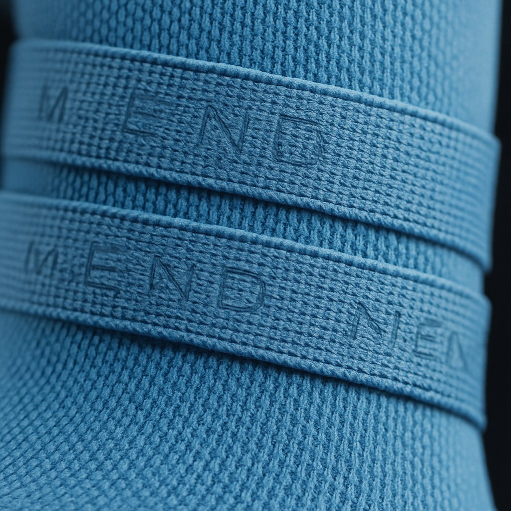Track-resistant webbing close-up detail on MEND compression sock cuff